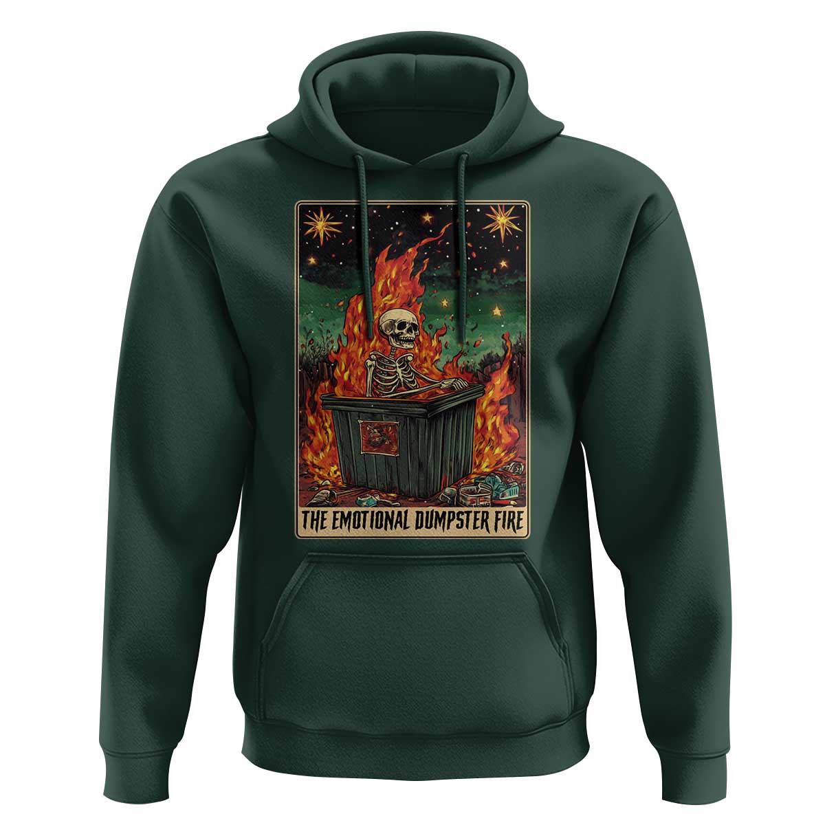 Emotional Dumpster Fire Skeleton Tarot Card Hoodie