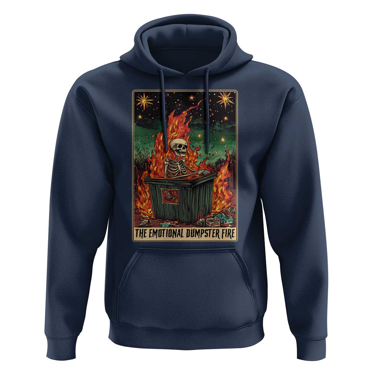 Emotional Dumpster Fire Skeleton Tarot Card Hoodie
