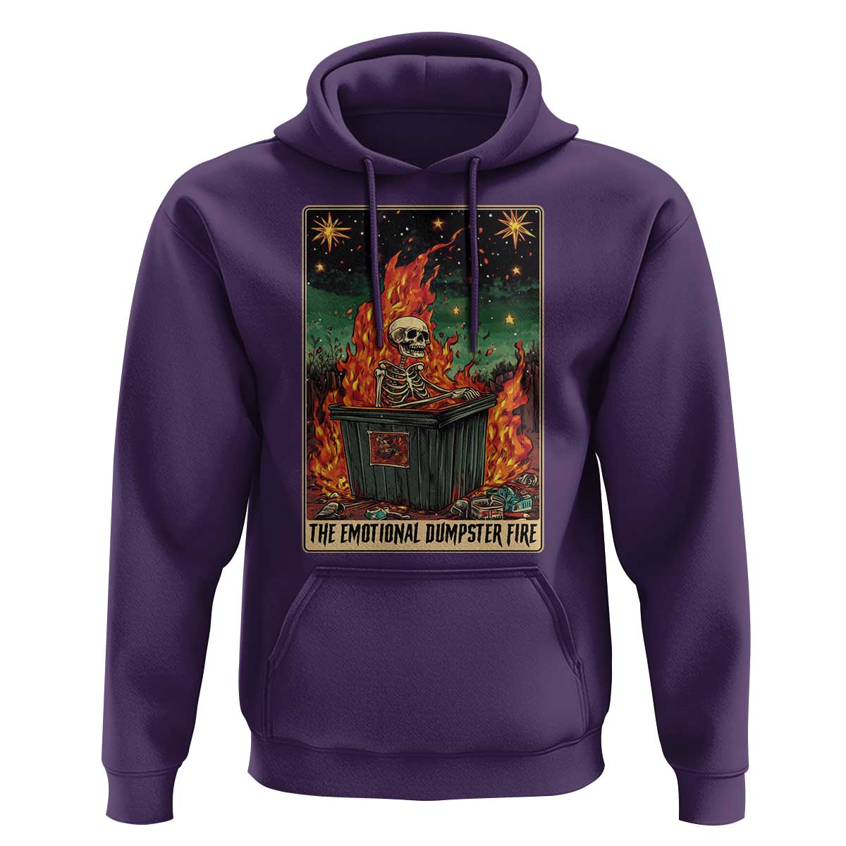 Emotional Dumpster Fire Skeleton Tarot Card Hoodie