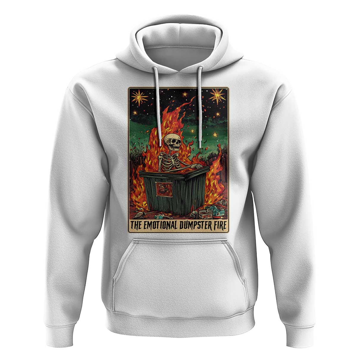 Emotional Dumpster Fire Skeleton Tarot Card Hoodie