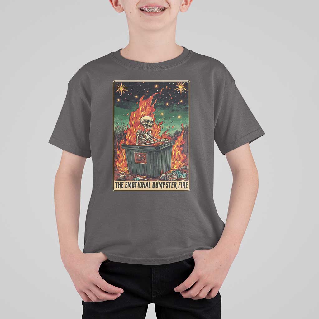 Emotional Dumpster Fire Skeleton Tarot Card T Shirt For Kid - Wonder Print Shop