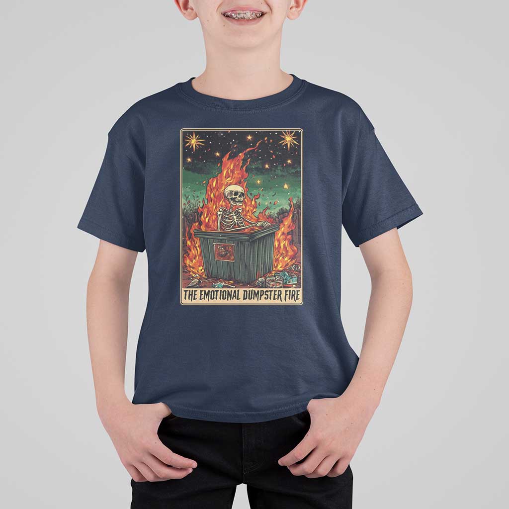 Emotional Dumpster Fire Skeleton Tarot Card T Shirt For Kid - Wonder Print Shop