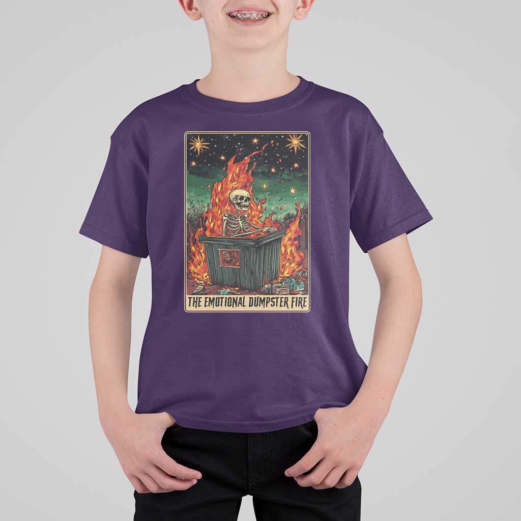 Emotional Dumpster Fire Skeleton Tarot Card T Shirt For Kid - Wonder Print Shop