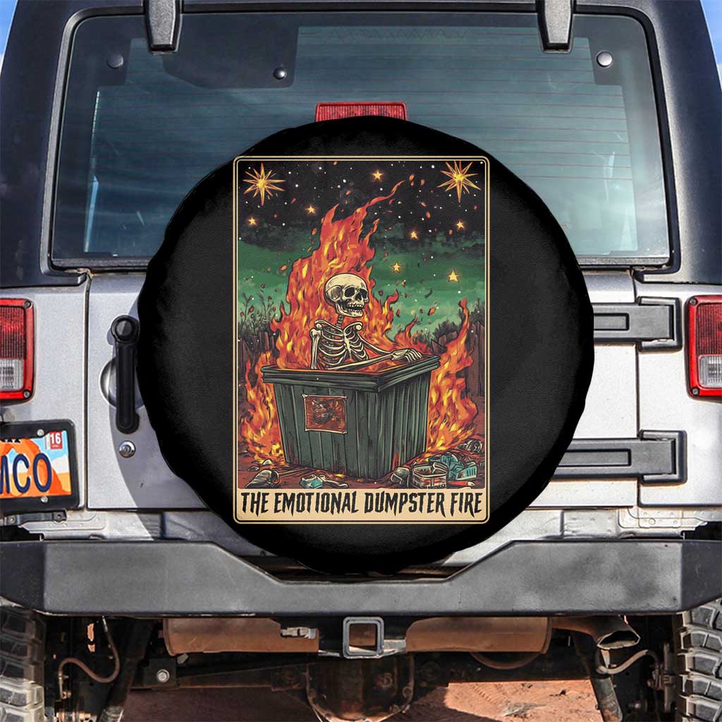 Emotional Dumpster Fire Skeleton Tarot Card Spare Tire Cover