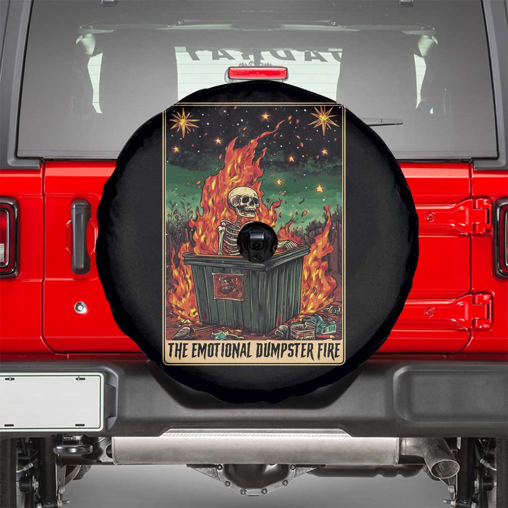Emotional Dumpster Fire Skeleton Tarot Card Spare Tire Cover