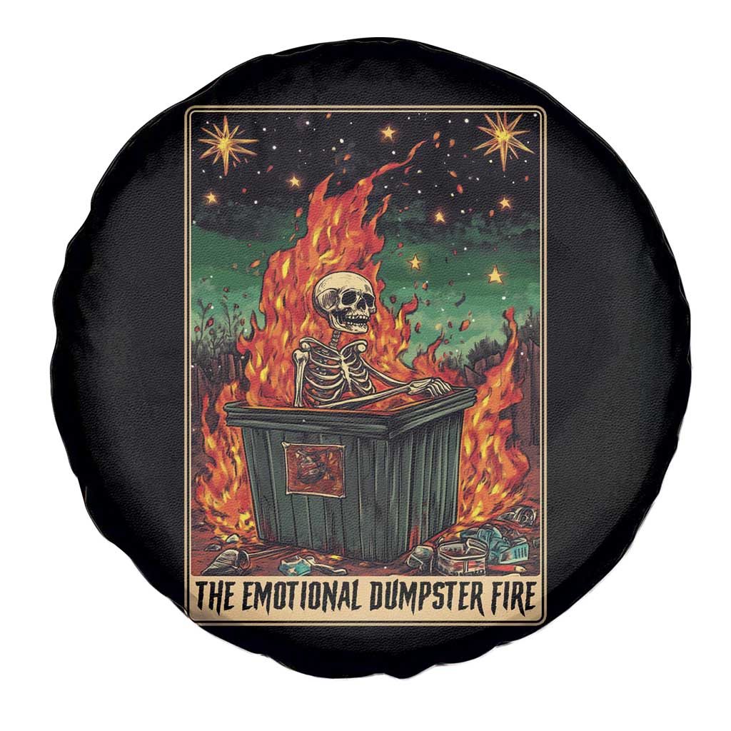 Emotional Dumpster Fire Skeleton Tarot Card Spare Tire Cover