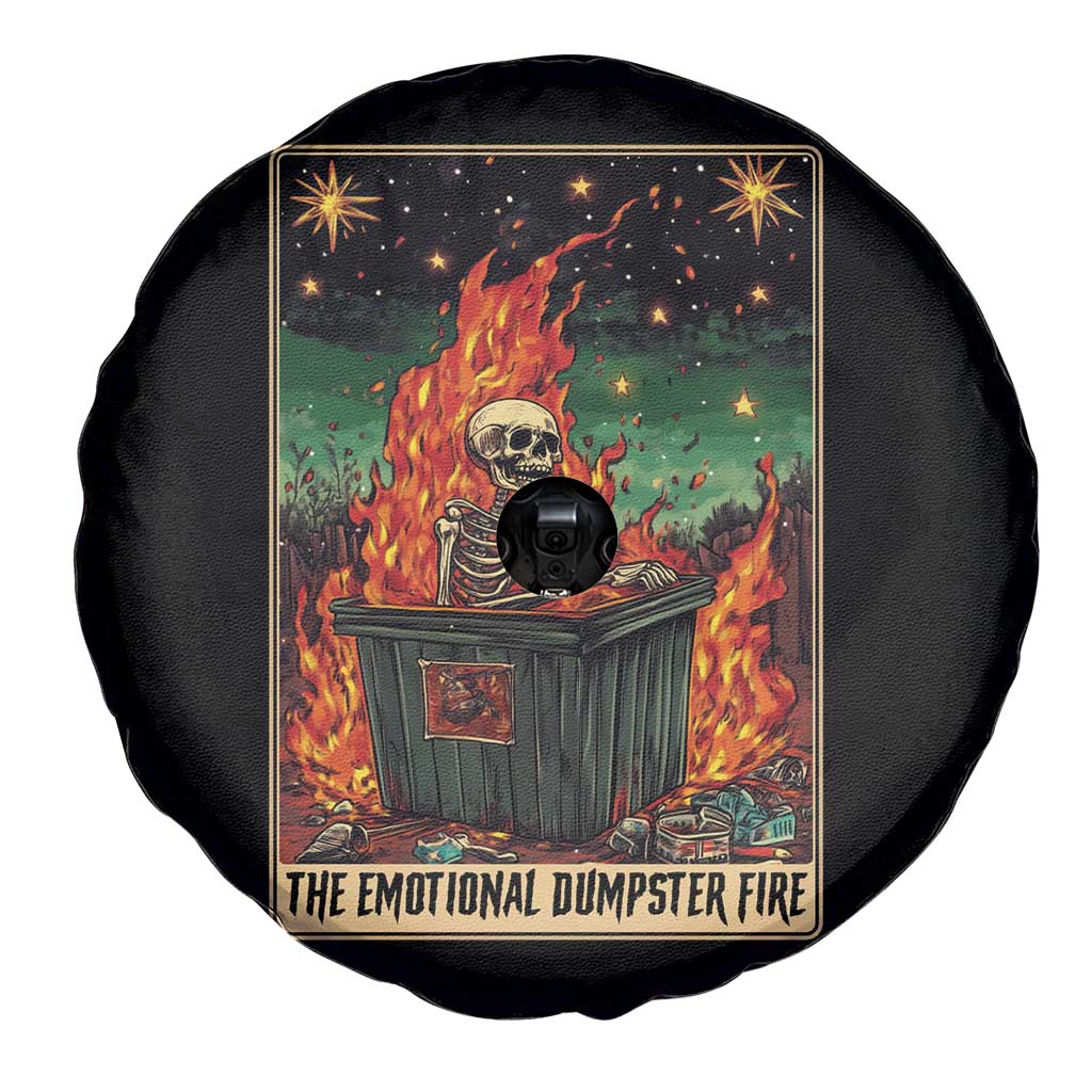 Emotional Dumpster Fire Skeleton Tarot Card Spare Tire Cover