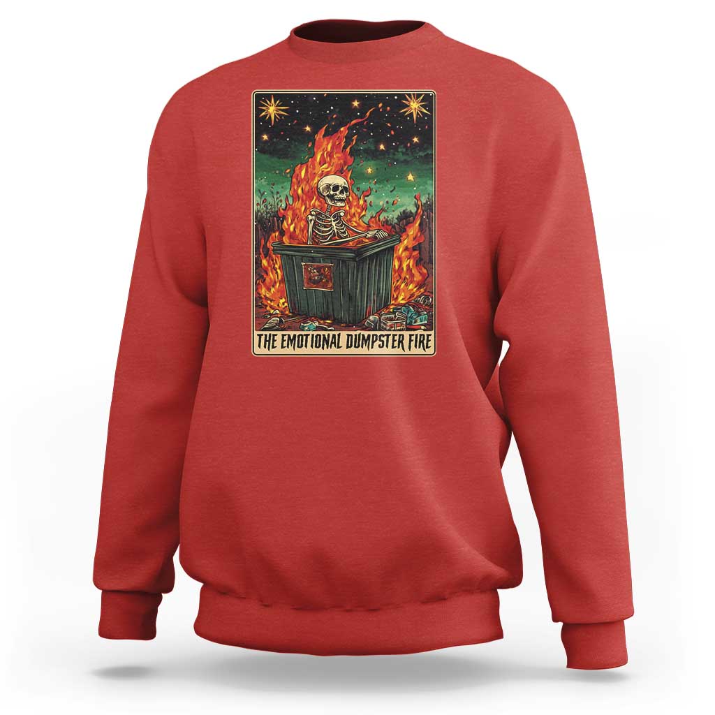 Emotional Dumpster Fire Skeleton Tarot Card Sweatshirt - Wonder Print Shop