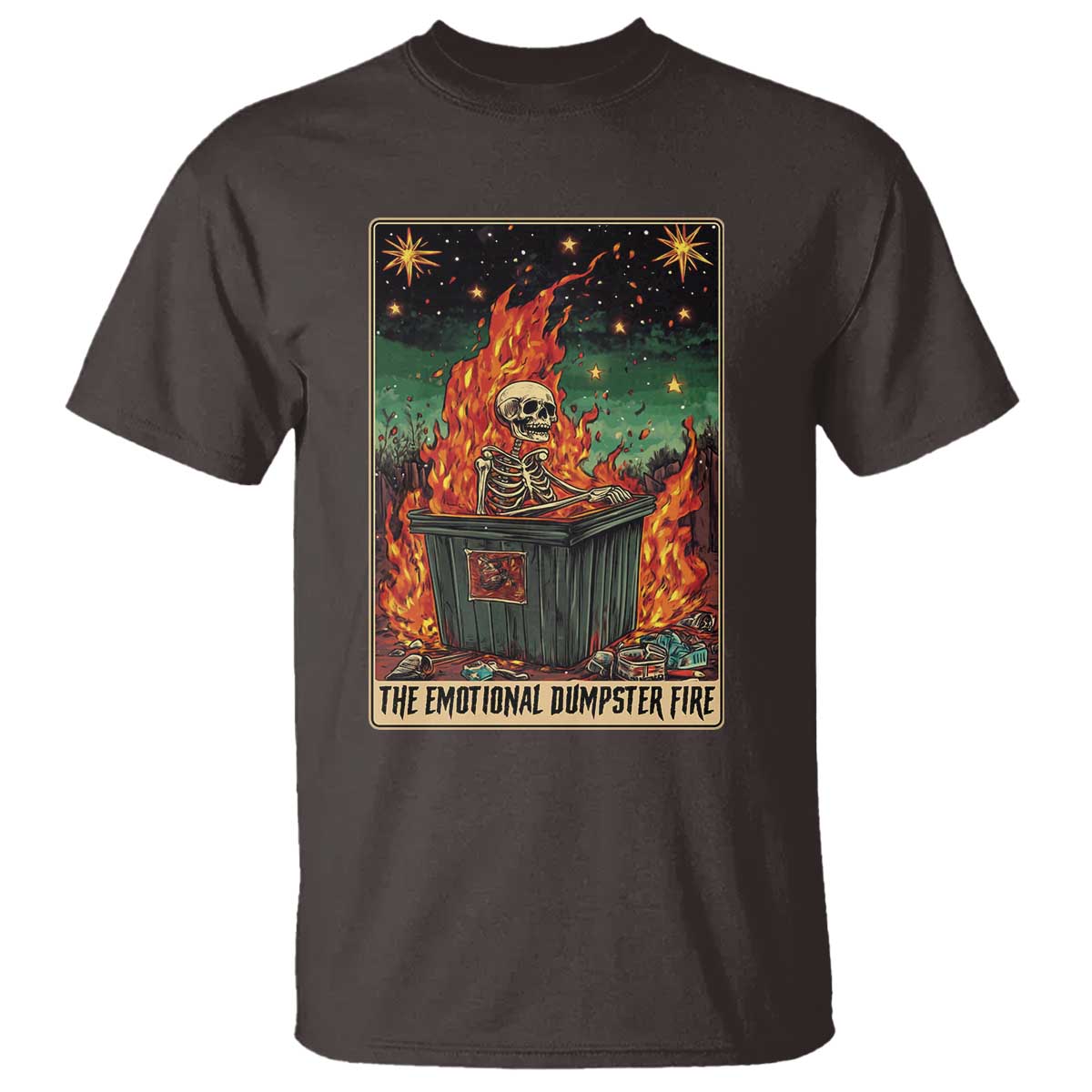 Emotional Dumpster Fire Skeleton Tarot Card T Shirt - Wonder Print Shop