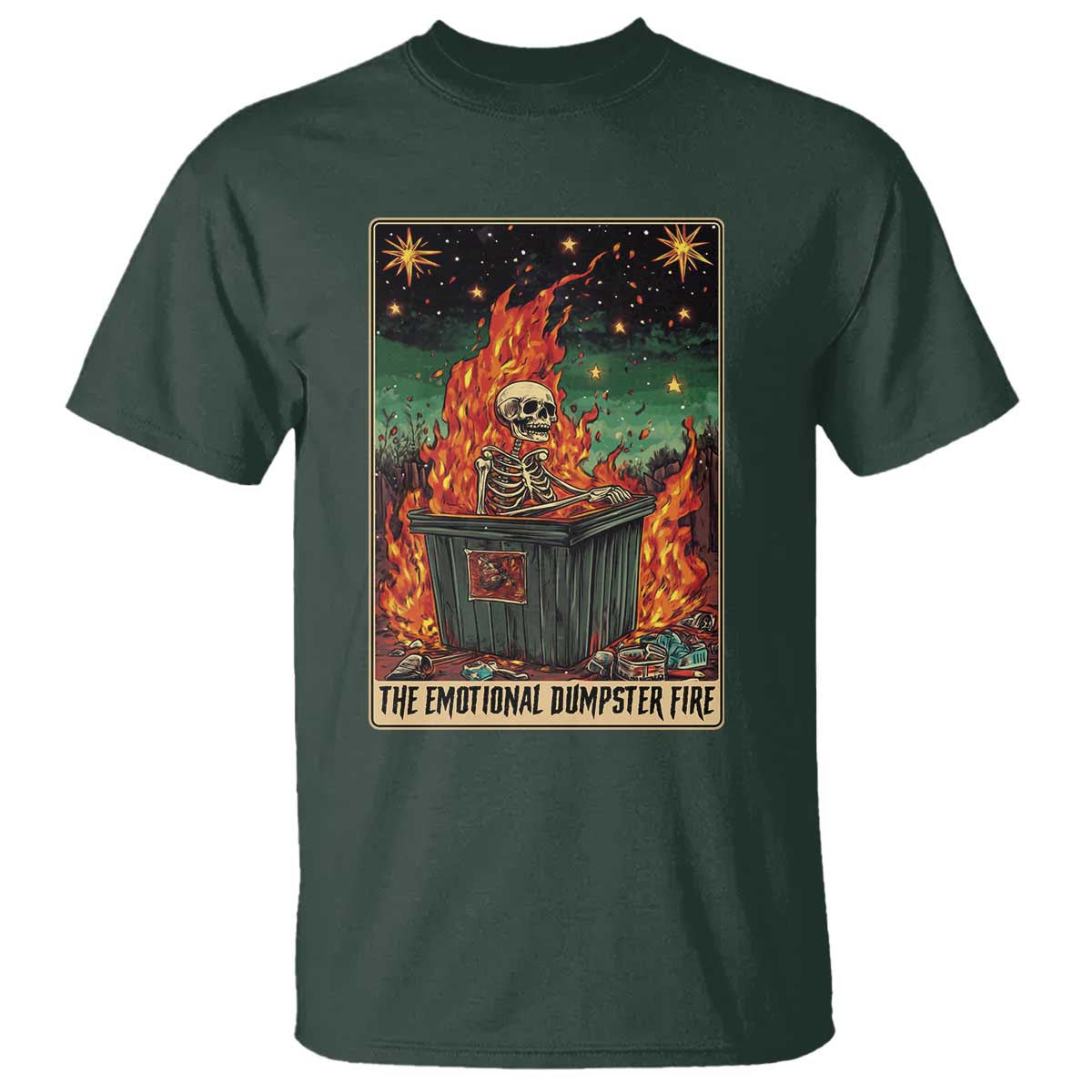Emotional Dumpster Fire Skeleton Tarot Card T Shirt - Wonder Print Shop