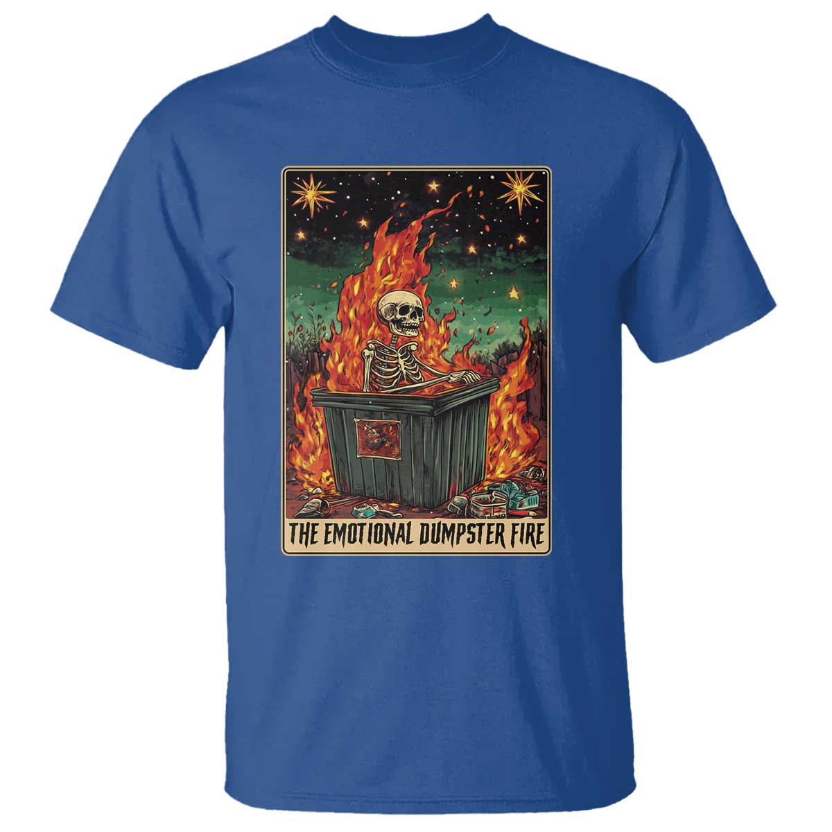 Emotional Dumpster Fire Skeleton Tarot Card T Shirt - Wonder Print Shop