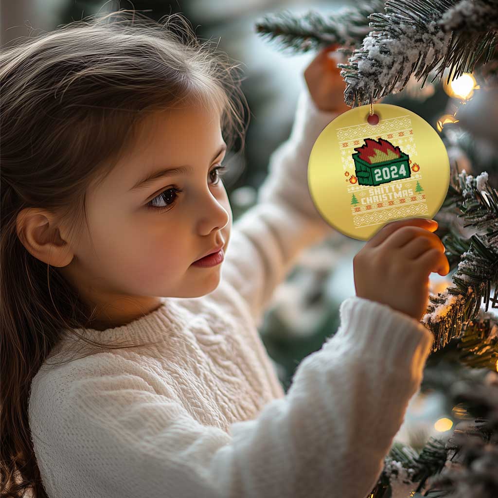 Funny Shitty Christmas 2024 Dumpster Fire Christmas Ornament - Wonder Print Shop