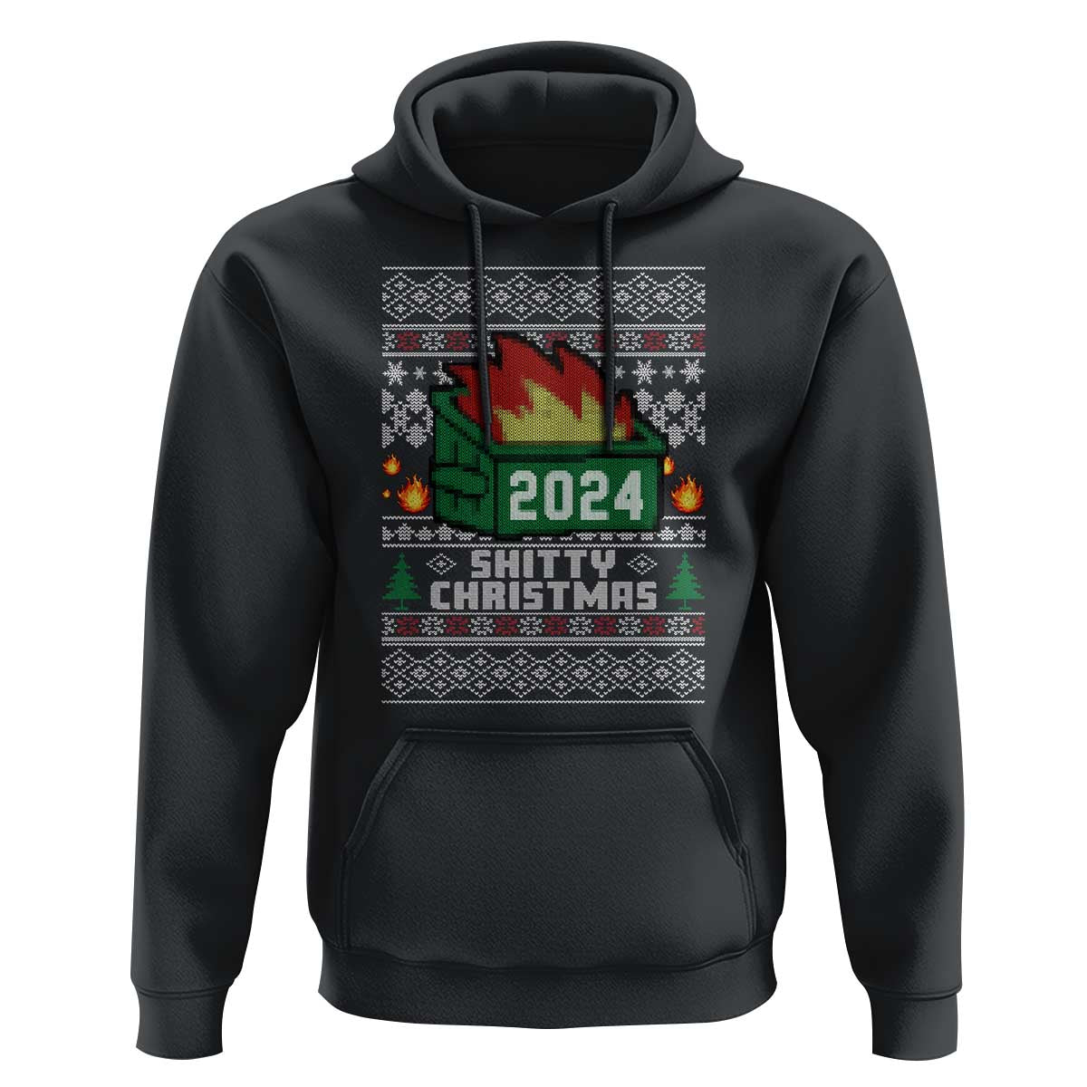 Funny Shitty Christmas 2024 Dumpster Fire Hoodie