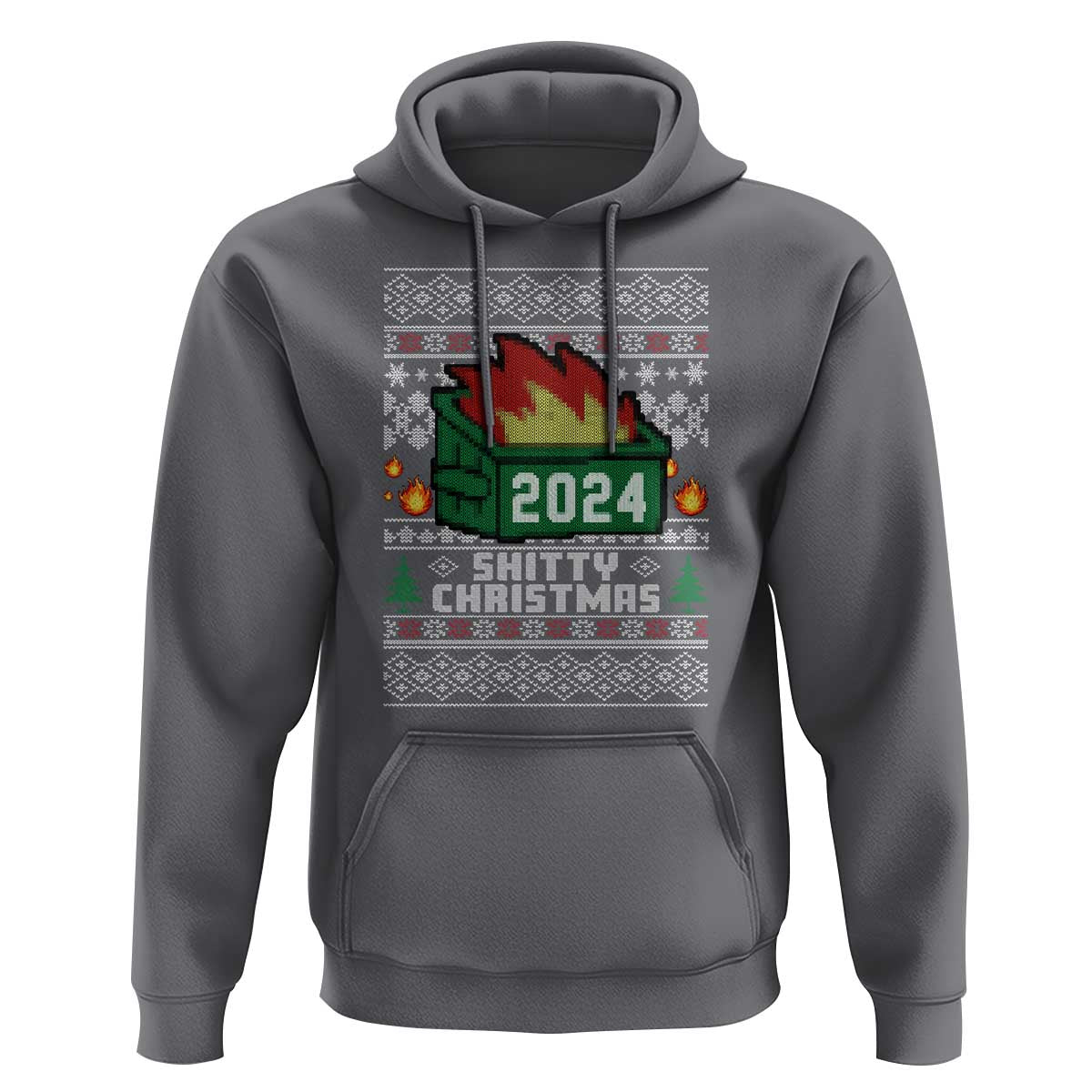 Funny Shitty Christmas 2024 Dumpster Fire Hoodie