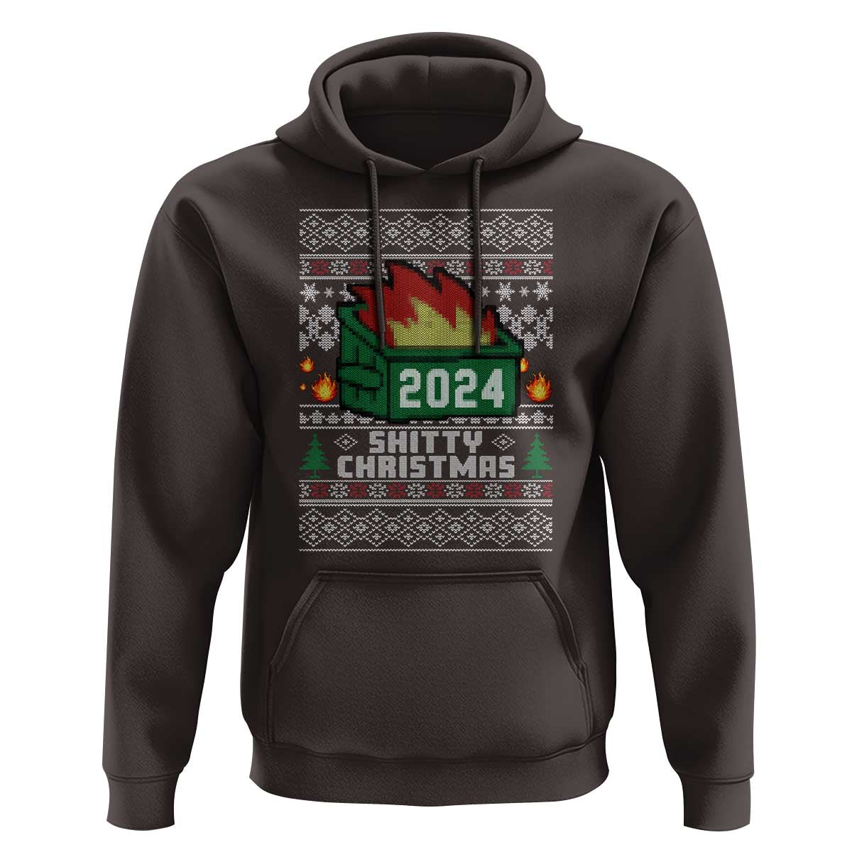Funny Shitty Christmas 2024 Dumpster Fire Hoodie