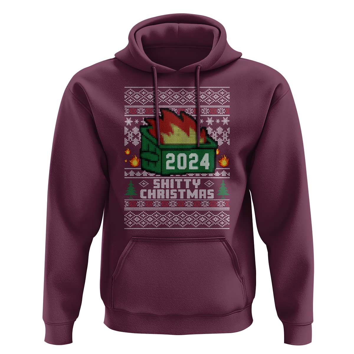 Funny Shitty Christmas 2024 Dumpster Fire Hoodie