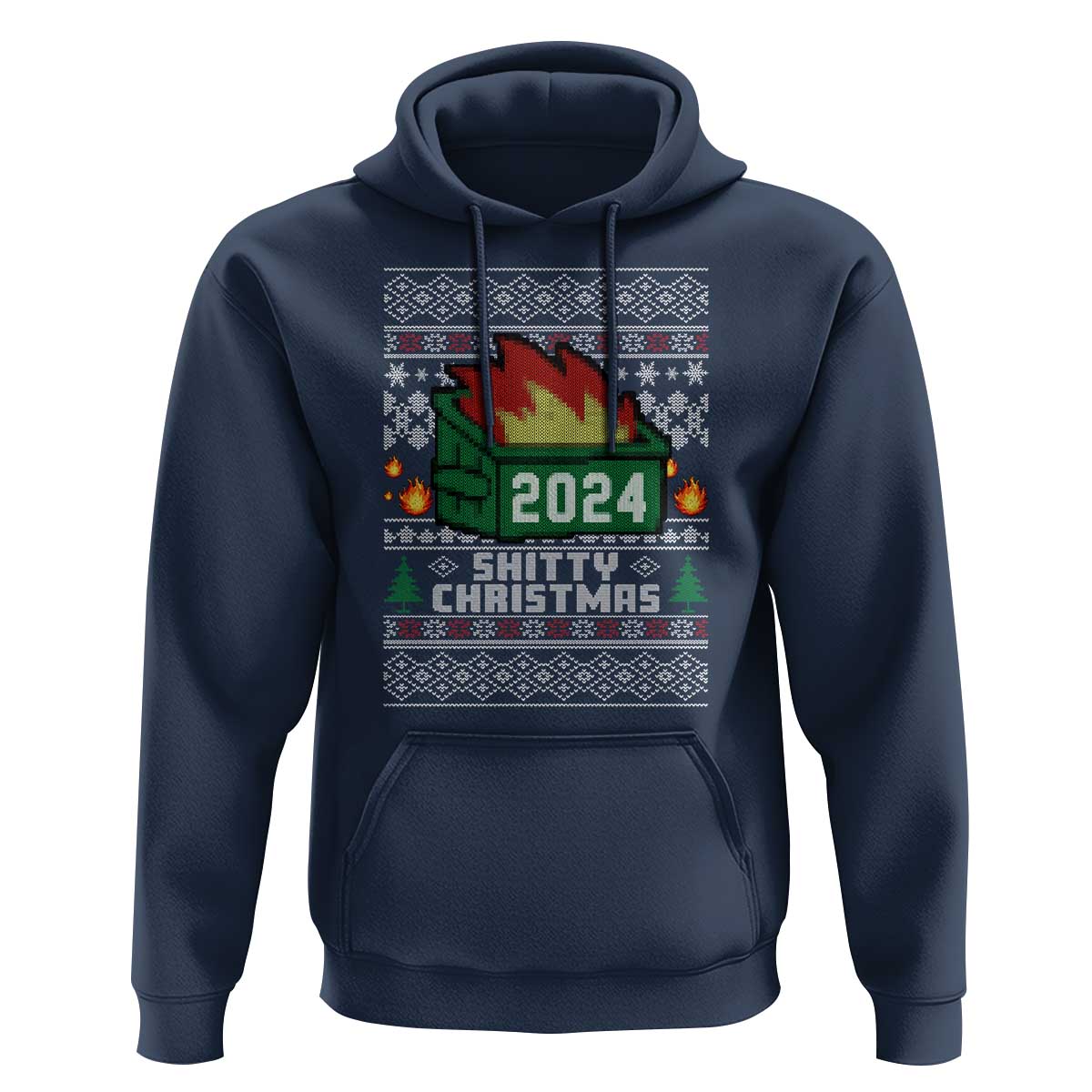 Funny Shitty Christmas 2024 Dumpster Fire Hoodie