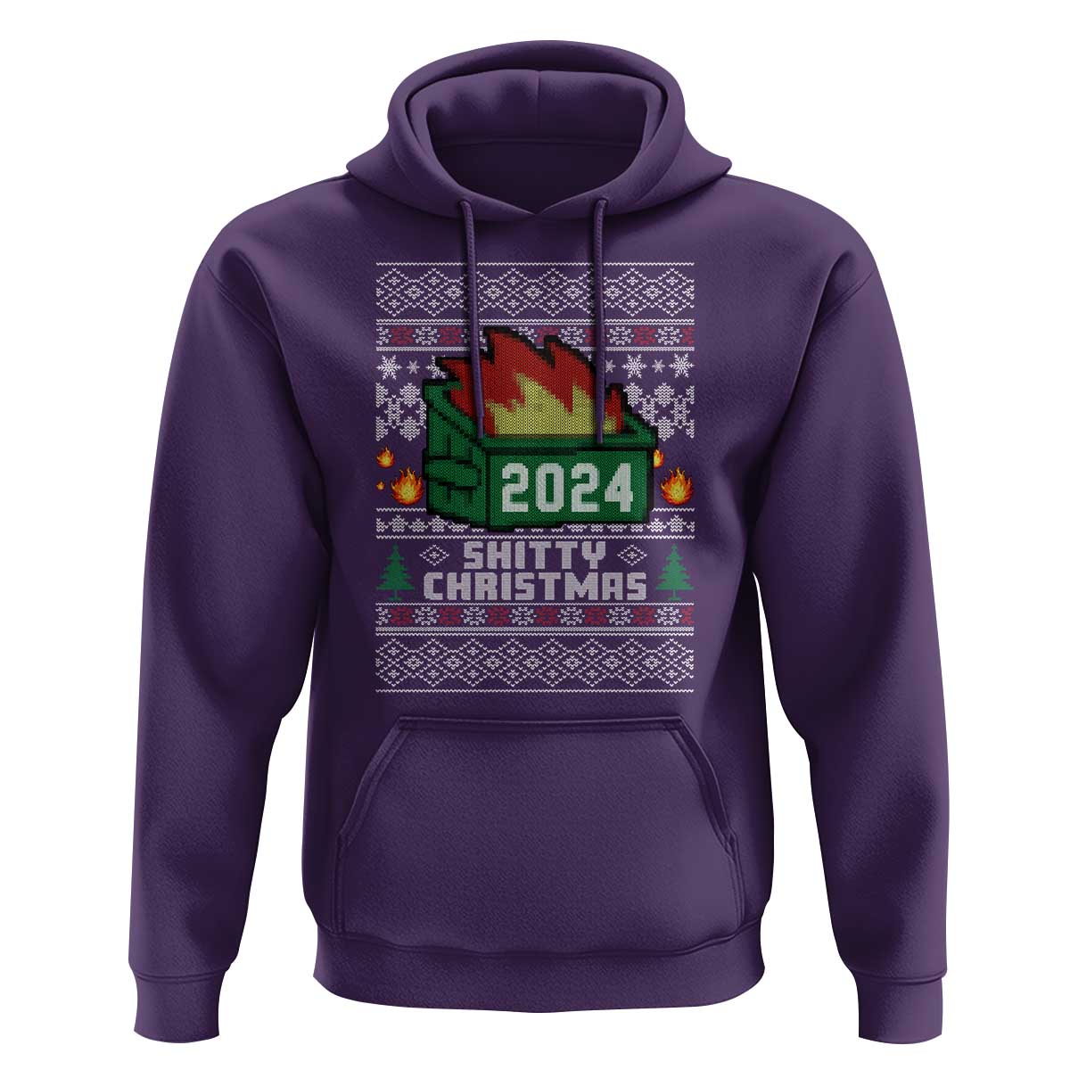 Funny Shitty Christmas 2024 Dumpster Fire Hoodie
