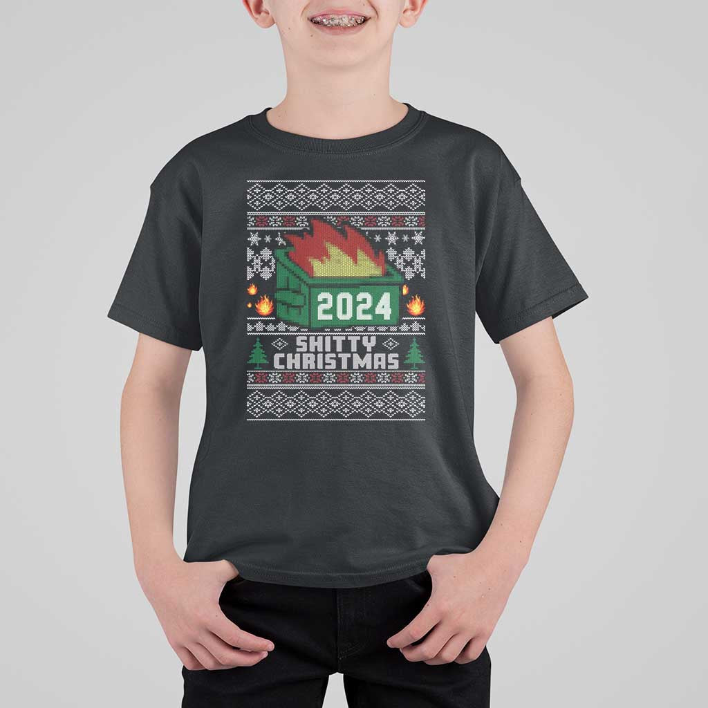 Funny Shitty Christmas 2024 Dumpster Fire T Shirt For Kid - Wonder Print Shop