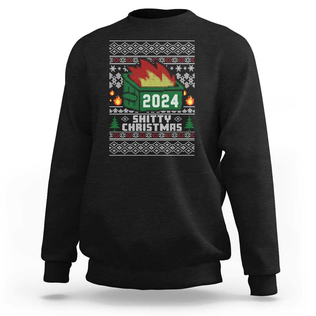 Funny Shitty Christmas 2024 Dumpster Fire Sweatshirt - Wonder Print Shop