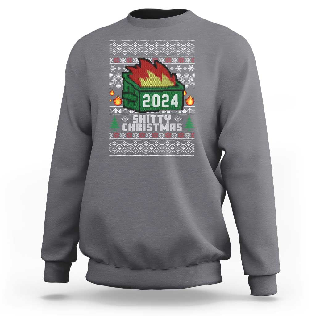Funny Shitty Christmas 2024 Dumpster Fire Sweatshirt - Wonder Print Shop