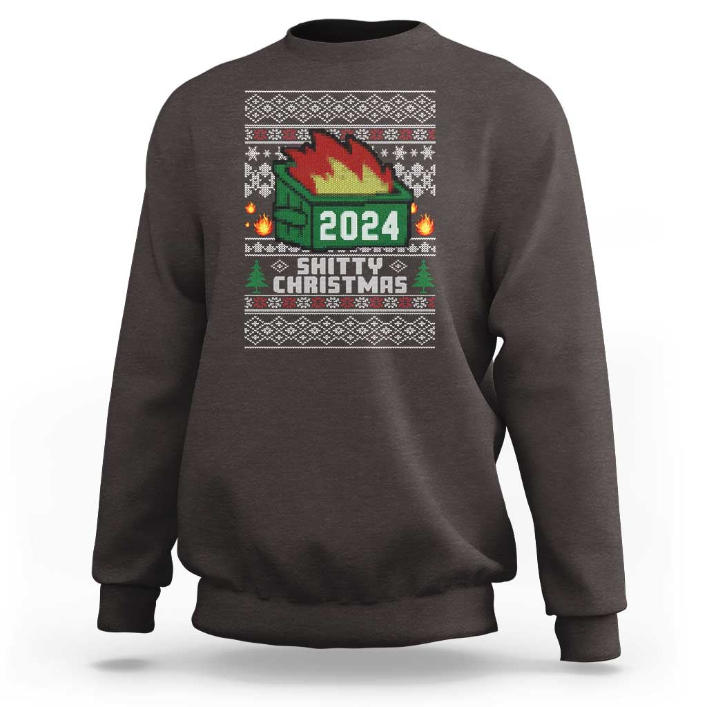 Funny Shitty Christmas 2024 Dumpster Fire Sweatshirt - Wonder Print Shop