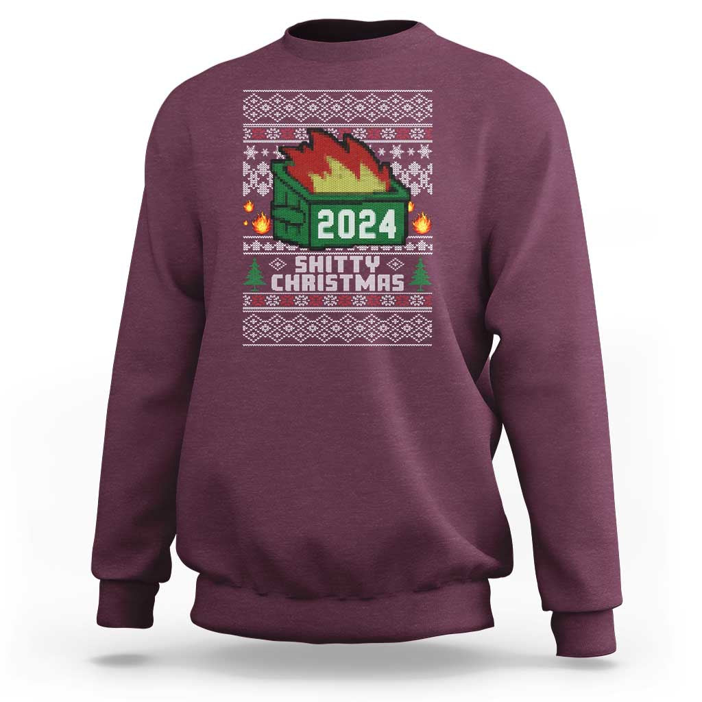 Funny Shitty Christmas 2024 Dumpster Fire Sweatshirt - Wonder Print Shop