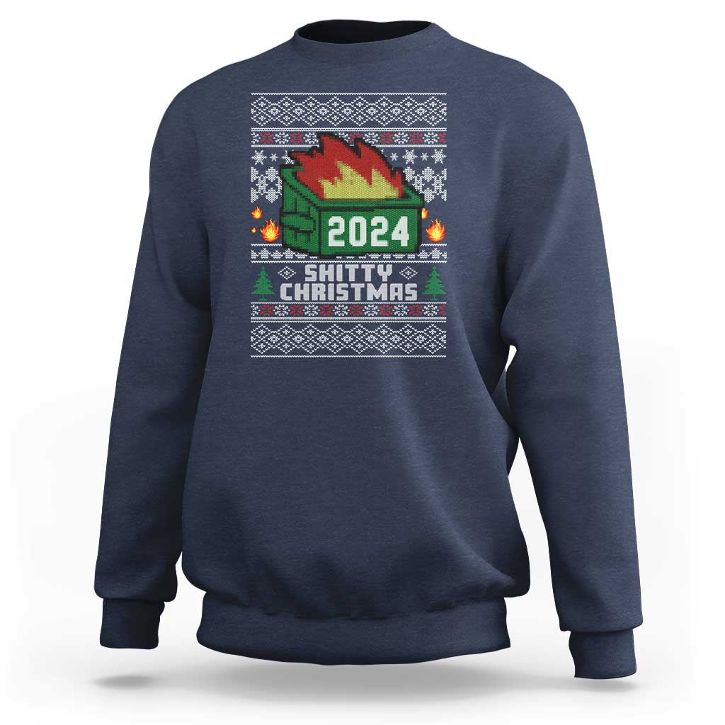 Funny Shitty Christmas 2024 Dumpster Fire Sweatshirt - Wonder Print Shop