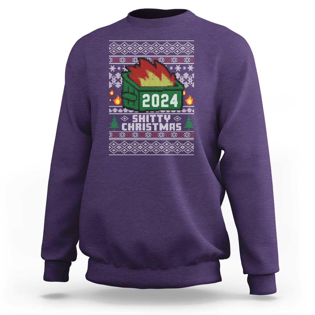 Funny Shitty Christmas 2024 Dumpster Fire Sweatshirt - Wonder Print Shop
