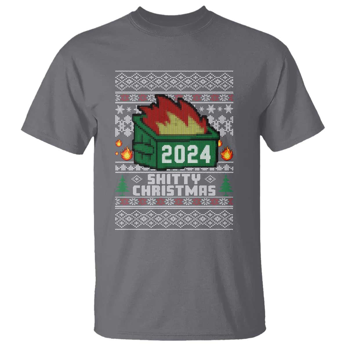 Funny Shitty Christmas 2024 Dumpster Fire T Shirt - Wonder Print Shop
