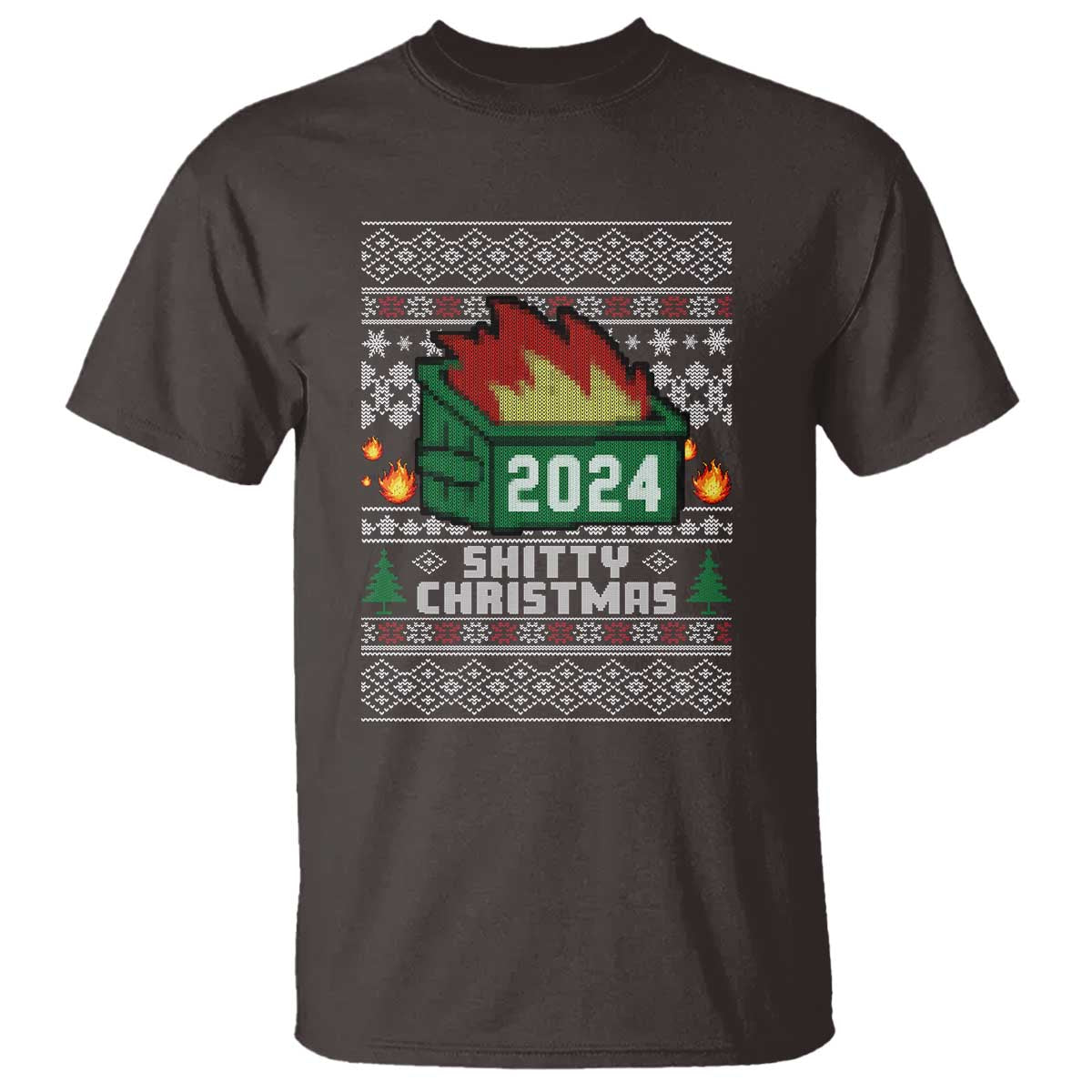 Funny Shitty Christmas 2024 Dumpster Fire T Shirt - Wonder Print Shop