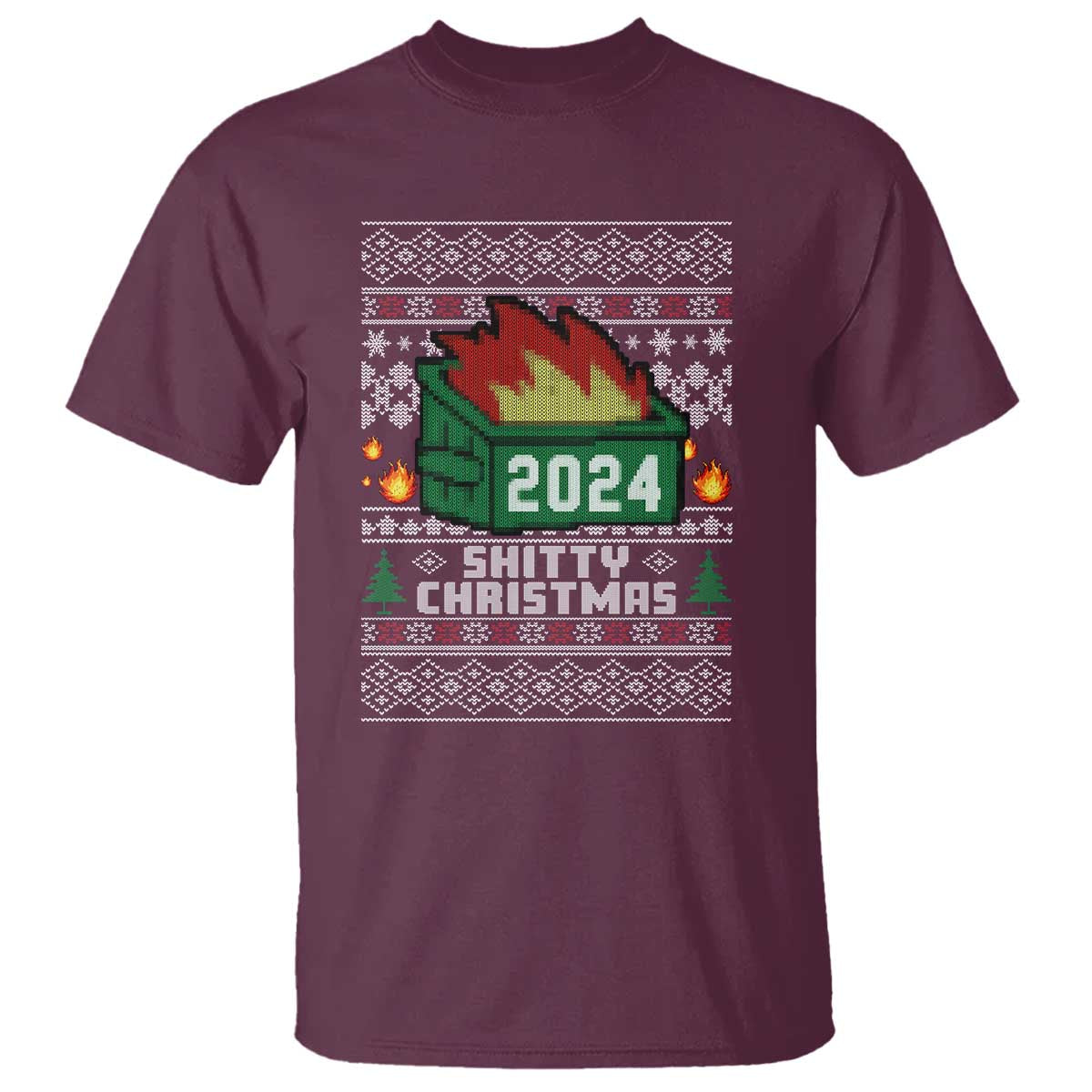 Funny Shitty Christmas 2024 Dumpster Fire T Shirt - Wonder Print Shop