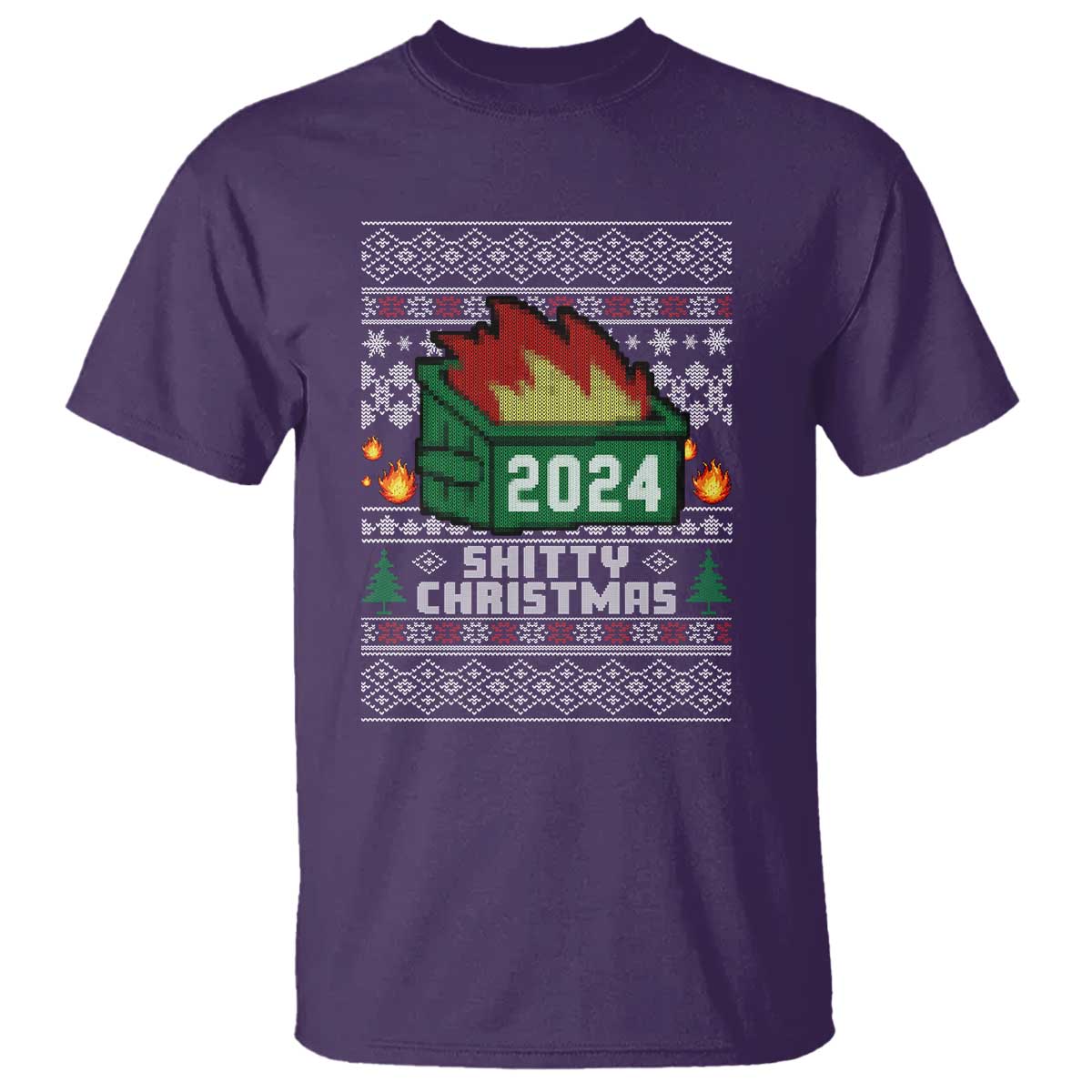 Funny Shitty Christmas 2024 Dumpster Fire T Shirt - Wonder Print Shop