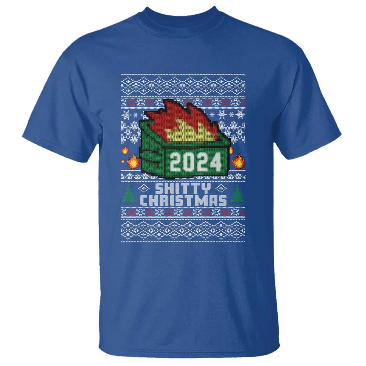 Funny Shitty Christmas 2024 Dumpster Fire T Shirt - Wonder Print Shop