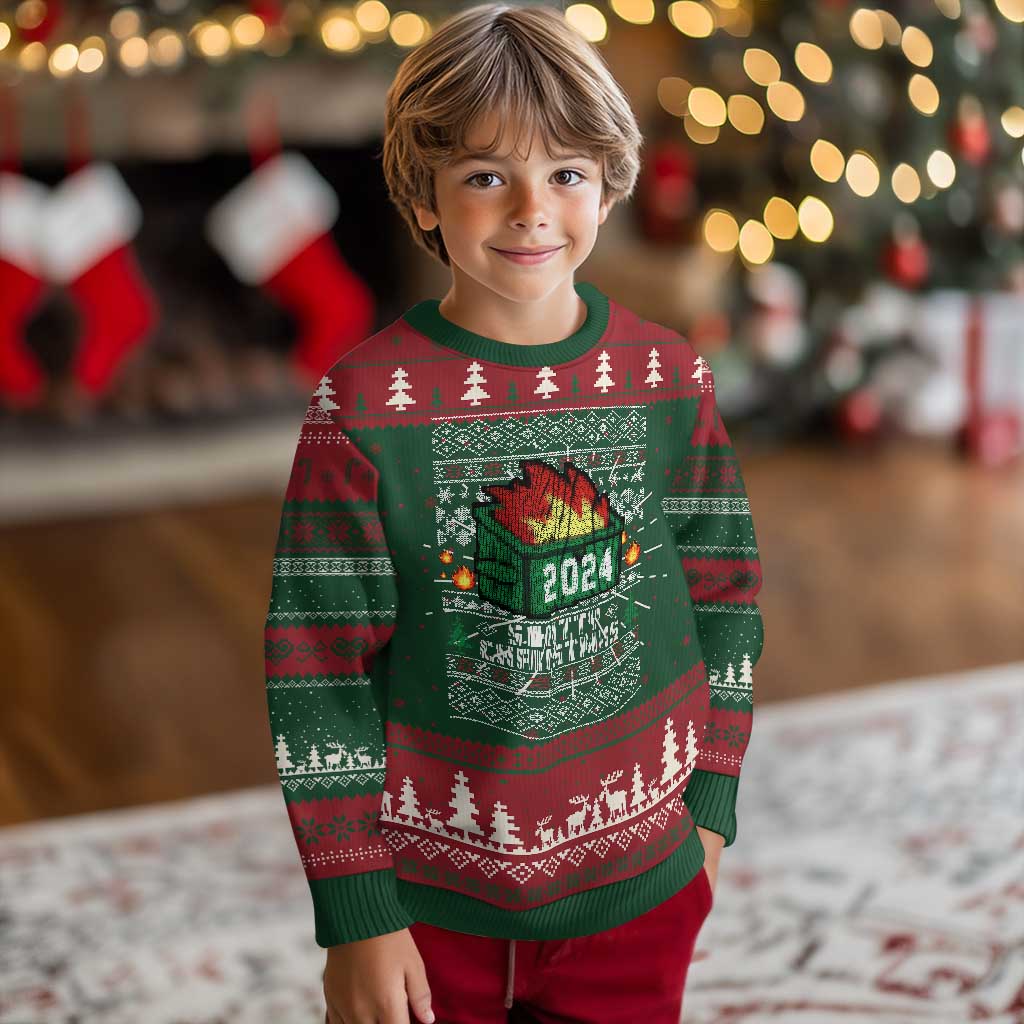 Funny Shitty Christmas 2024 Dumpster Fire Ugly Christmas Sweater - Wonder Print Shop