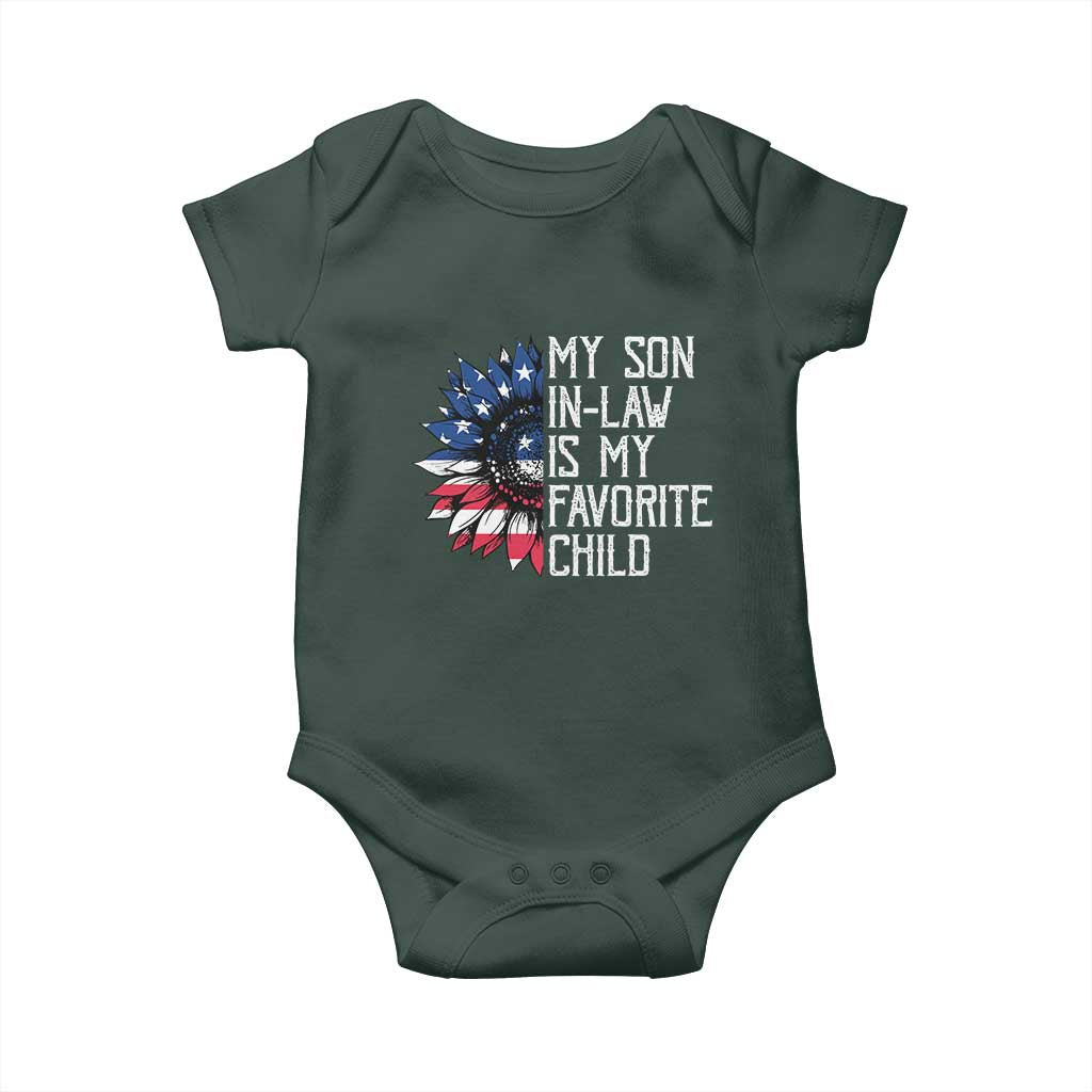 Funny My Son In Law Is My Favorite Child Baby Onesie American Flag Sunflower