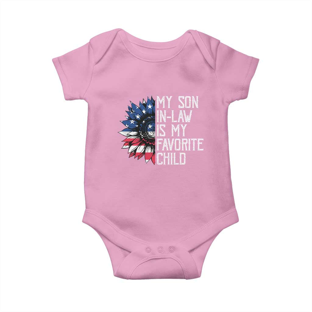 Funny My Son In Law Is My Favorite Child Baby Onesie American Flag Sunflower