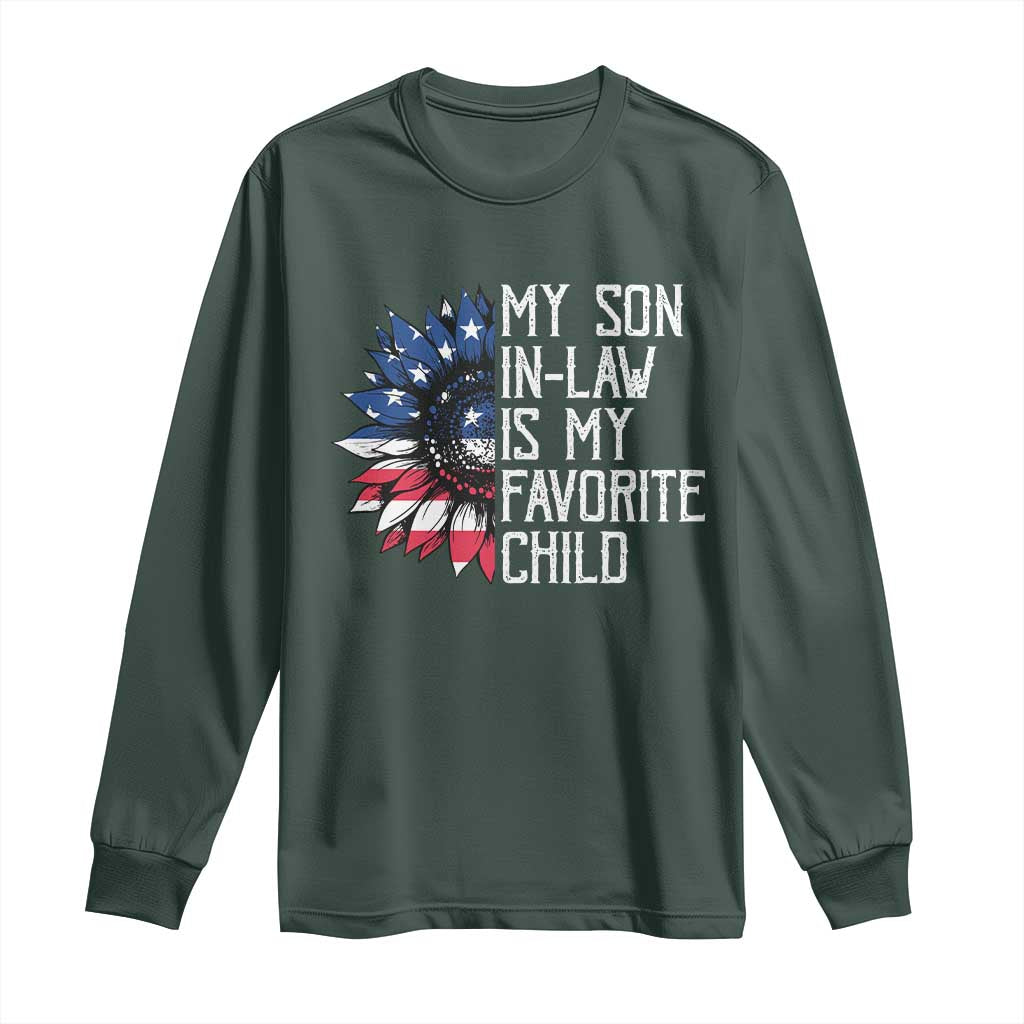 Funny My Son In Law Is My Favorite Child Long Sleeve Shirt American Flag Sunflower