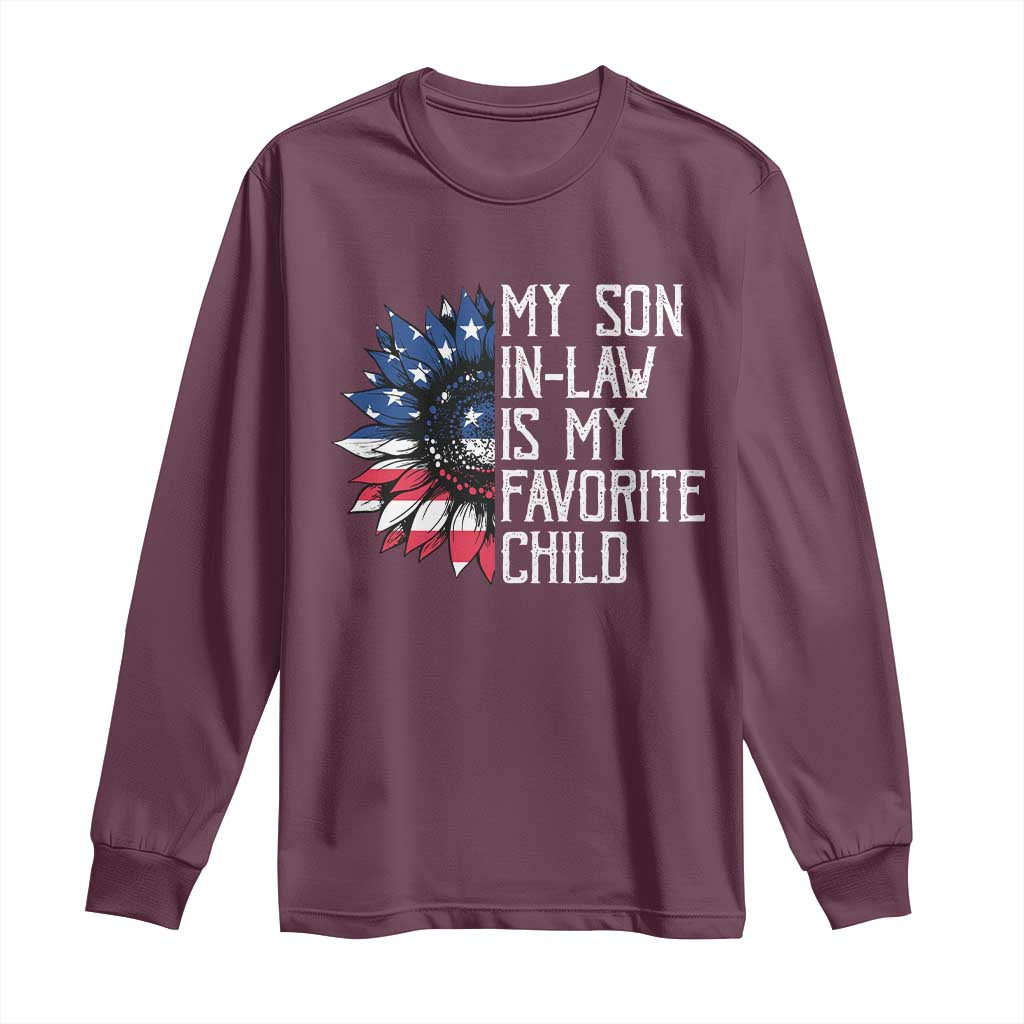 Funny My Son In Law Is My Favorite Child Long Sleeve Shirt American Flag Sunflower