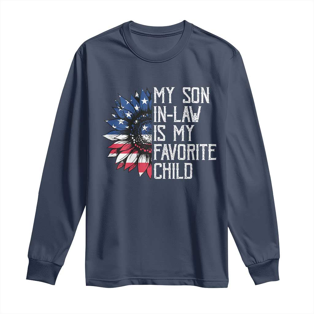 Funny My Son In Law Is My Favorite Child Long Sleeve Shirt American Flag Sunflower