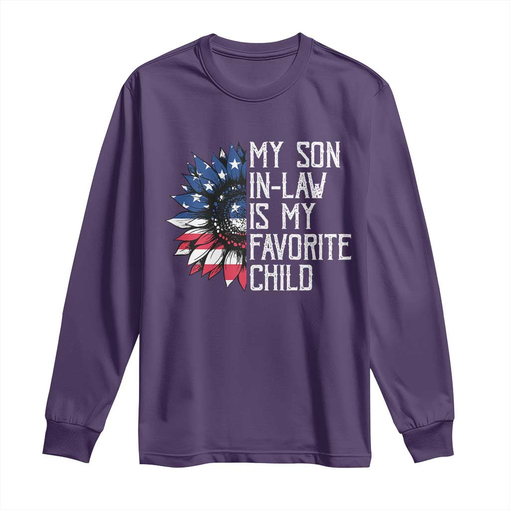 Funny My Son In Law Is My Favorite Child Long Sleeve Shirt American Flag Sunflower