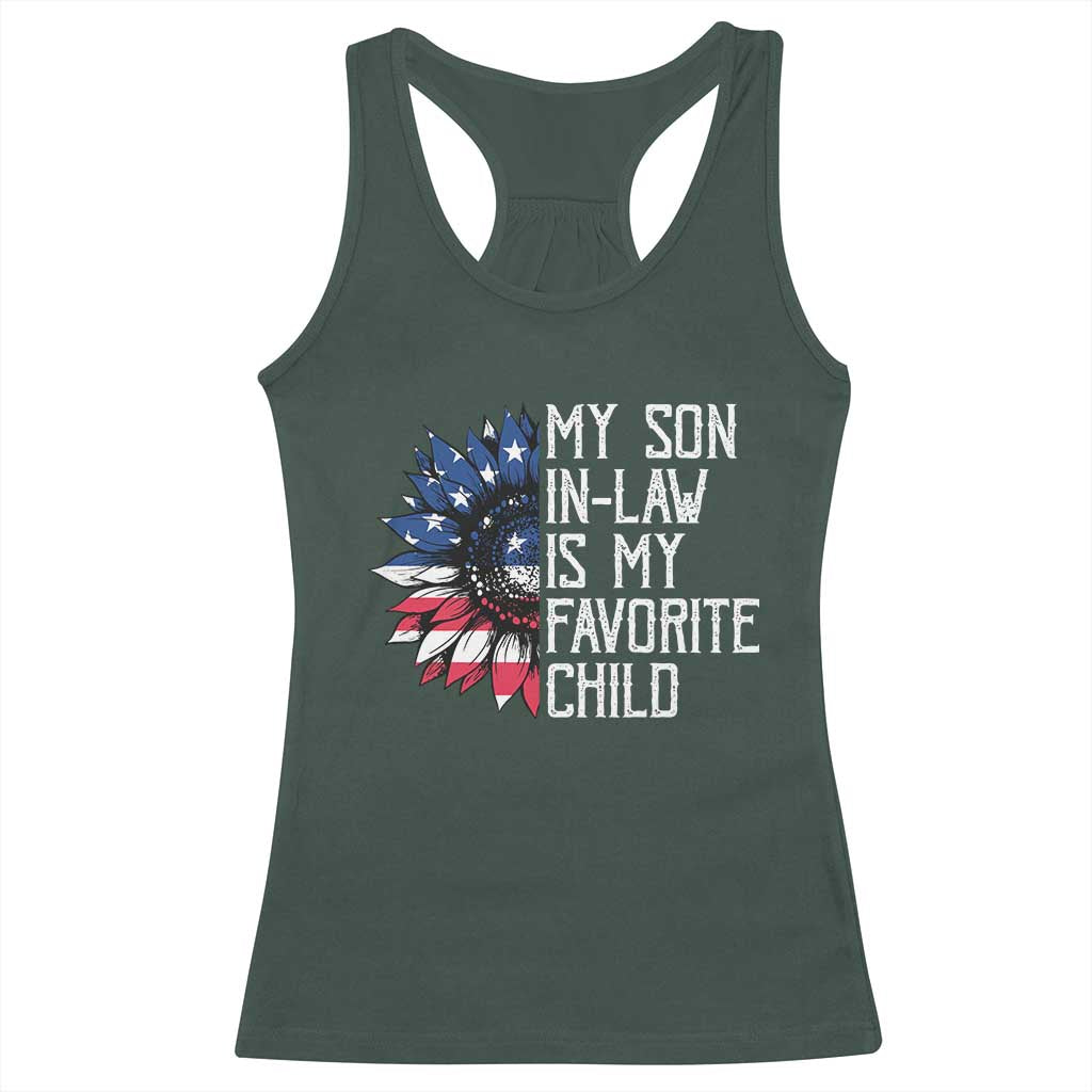 Funny My Son In Law Is My Favorite Child Racerback Tank Top American Flag Sunflower