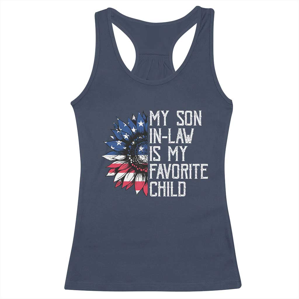 Funny My Son In Law Is My Favorite Child Racerback Tank Top American Flag Sunflower