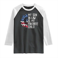 Funny My Son In Law Is My Favorite Child Raglan Shirt American Flag Sunflower