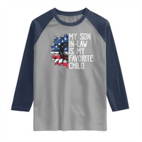 Funny My Son In Law Is My Favorite Child Raglan Shirt American Flag Sunflower