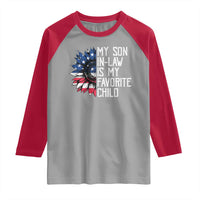 Funny My Son In Law Is My Favorite Child Raglan Shirt American Flag Sunflower