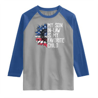 Funny My Son In Law Is My Favorite Child Raglan Shirt American Flag Sunflower