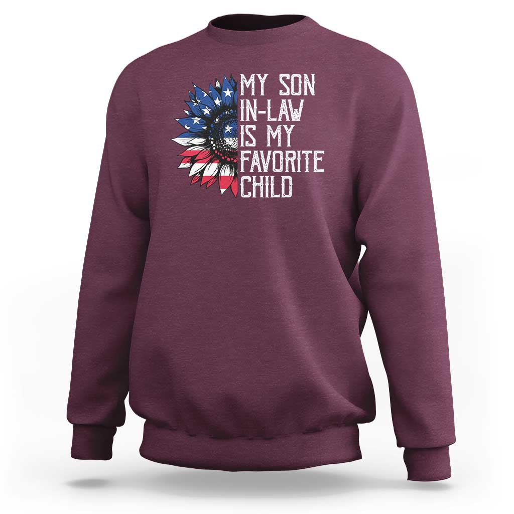 Funny My Son In Law Is My Favorite Child Sweatshirt American Flag Sunflower