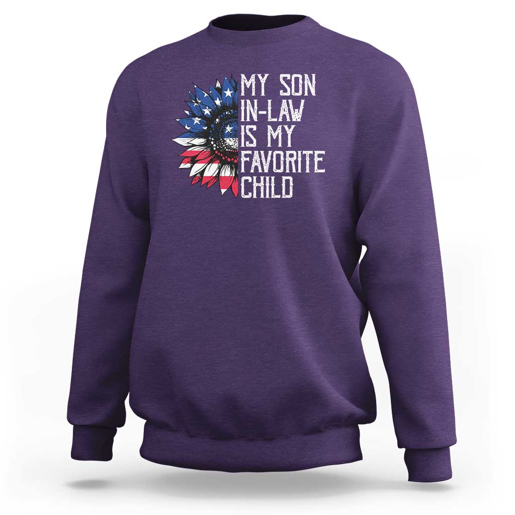 Funny My Son In Law Is My Favorite Child Sweatshirt American Flag Sunflower