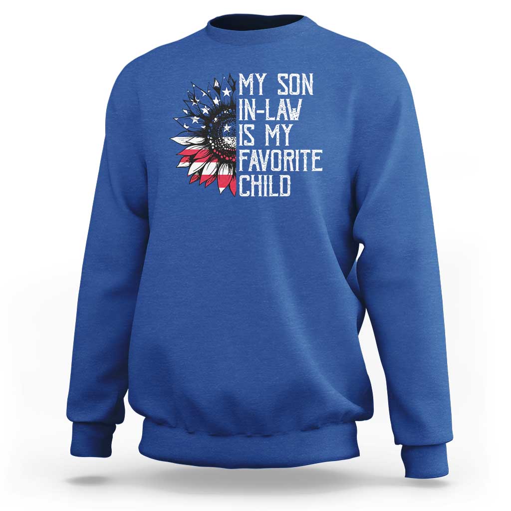 Funny My Son In Law Is My Favorite Child Sweatshirt American Flag Sunflower